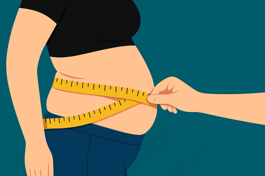 Side-profile close-up of a person measuring their waist with a yellow tape | TR: Yan profilden, sarı mezura ile bel ölçümü yapan kişinin yakın planı