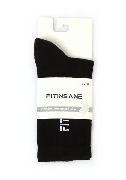 Premium Performance Crew Unisex Sports Socks - Black