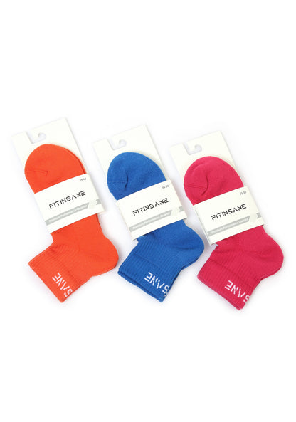 Premium Performance Quarter Trainer Sports Socks 3-Pack (Blue-Pink-Orange)