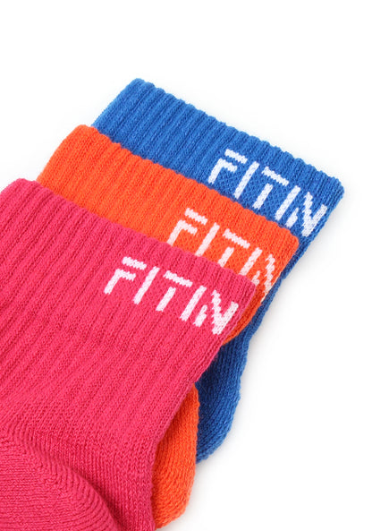 Premium Performance Quarter Trainer Sports Socks 3-Pack (Blue-Pink-Orange)