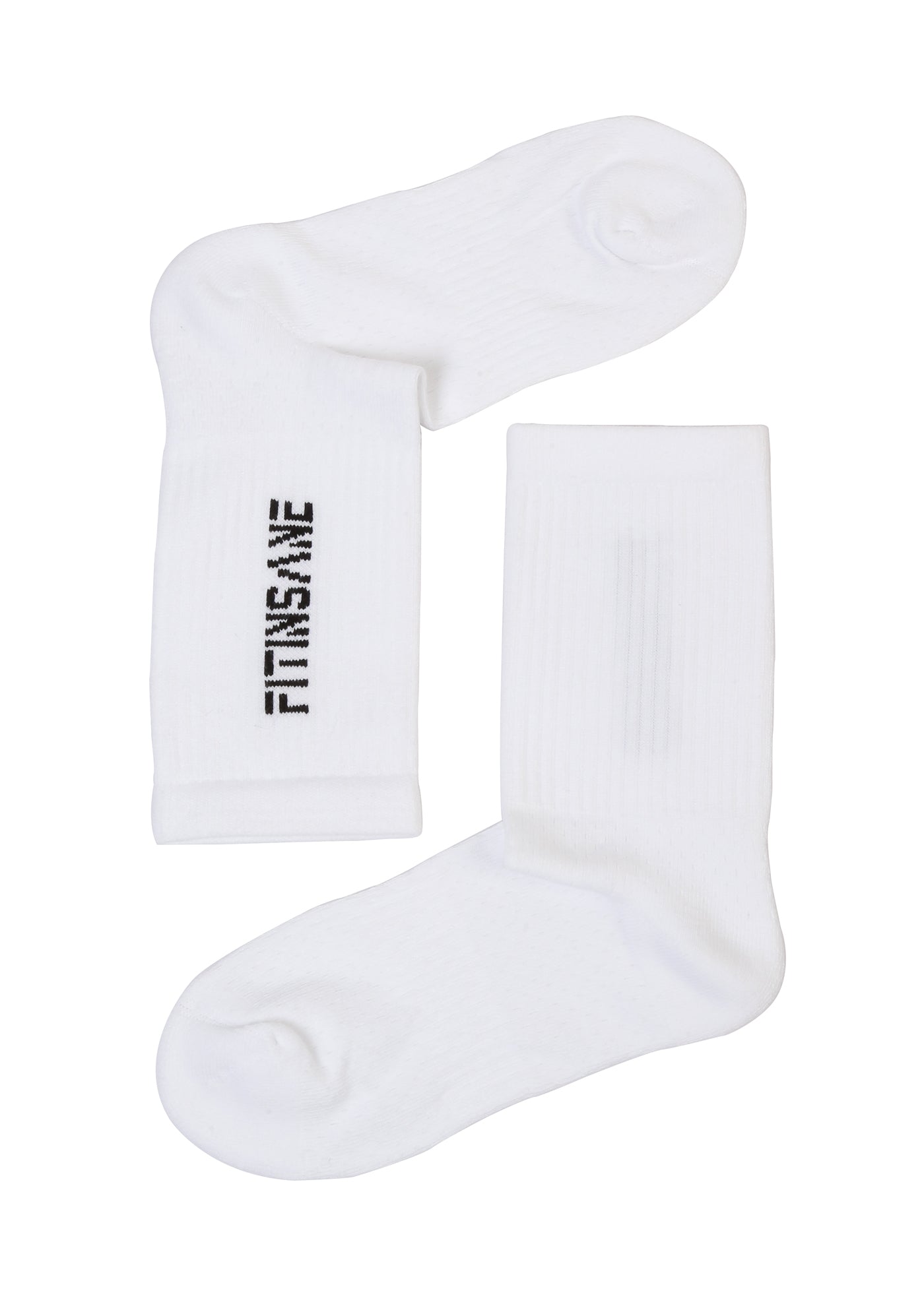 Fitinsane Beyaz Crew Çorap – iç kısmı dışa çevrilmiş hali, yumuşak kumaş detayı