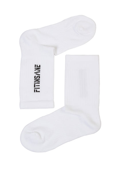 Fitinsane Beyaz Crew Çorap – iç kısmı dışa çevrilmiş hali, yumuşak kumaş detayı