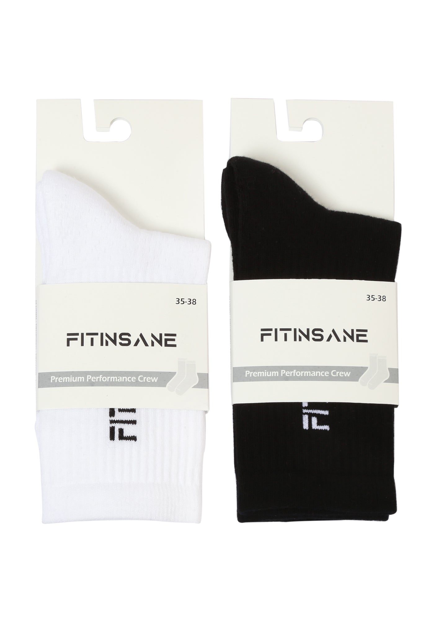 Fitinsane 35-38 Siyah ve Beyaz Spor Çorap – yan yana paketli görünüm