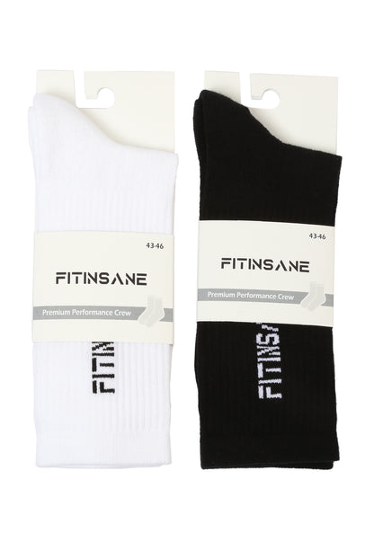 Fitinsane 43-46 Siyah ve Beyaz Performance Çorap – çift paketli görünüm